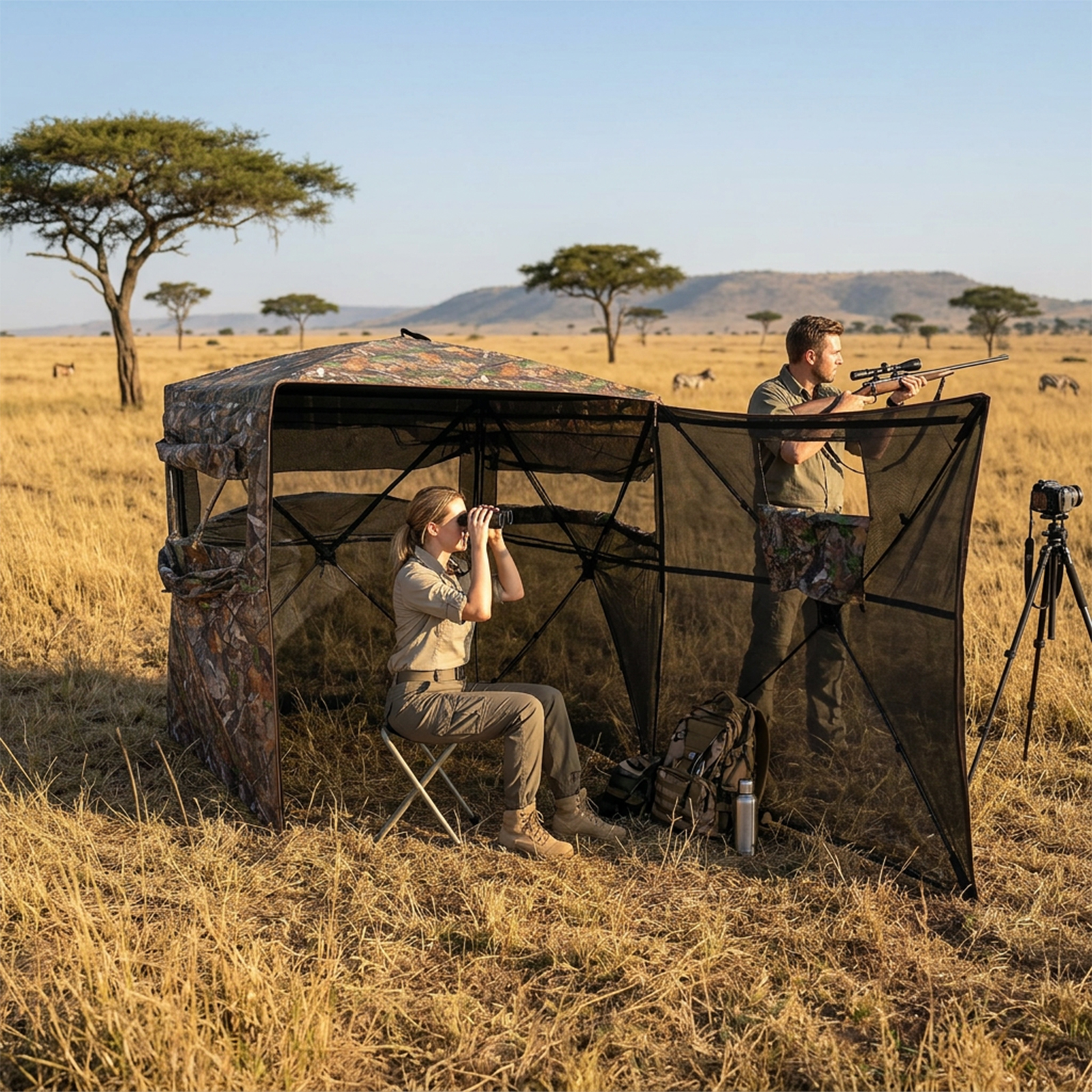 Hunting Outdoors - Camouflage Pop-Up Hunting Blind Easy Setup