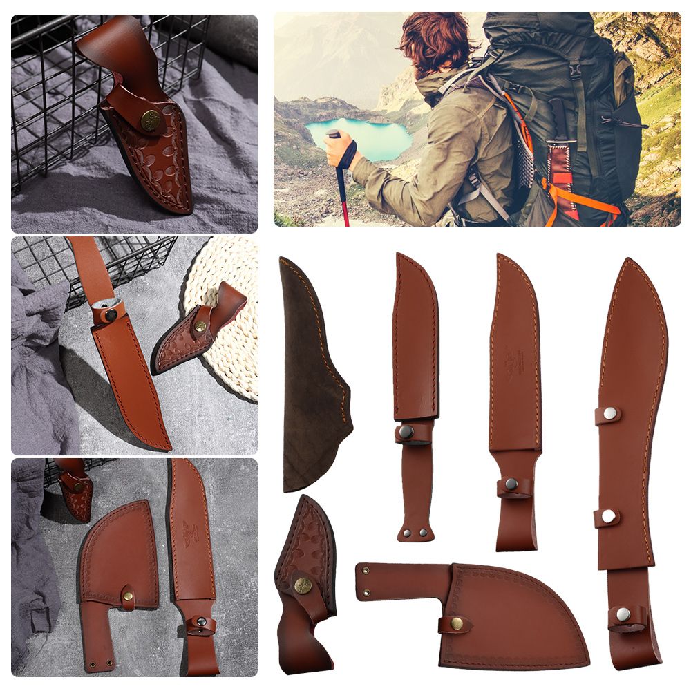 Outdoor Hunting Belt - Brown Leather Sheath Holder Pocket Hunt