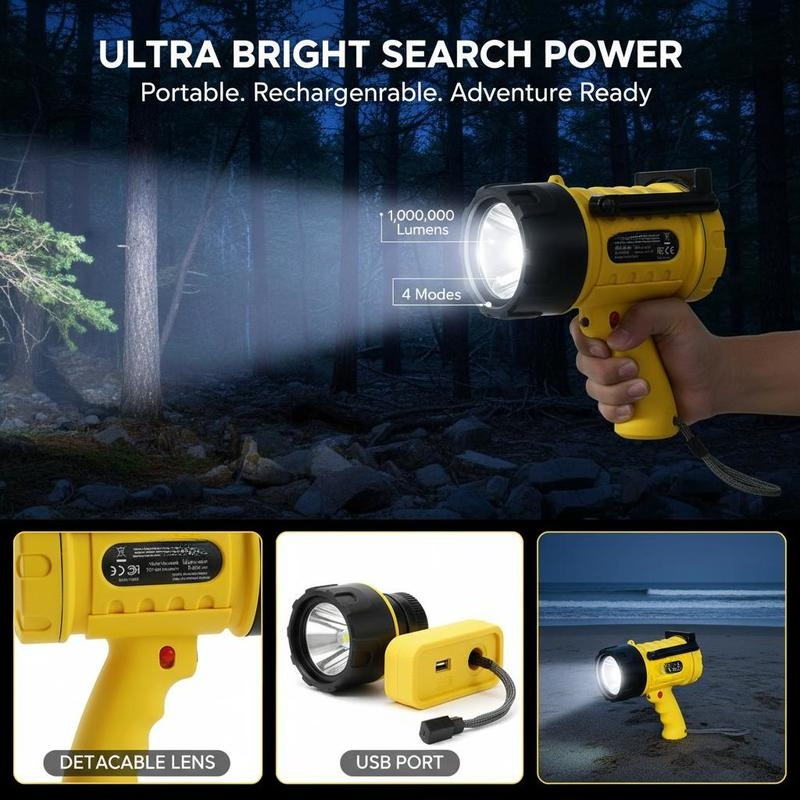 Handheld Searchlight 1000,000  – обзор и цена Hunting Outdoors