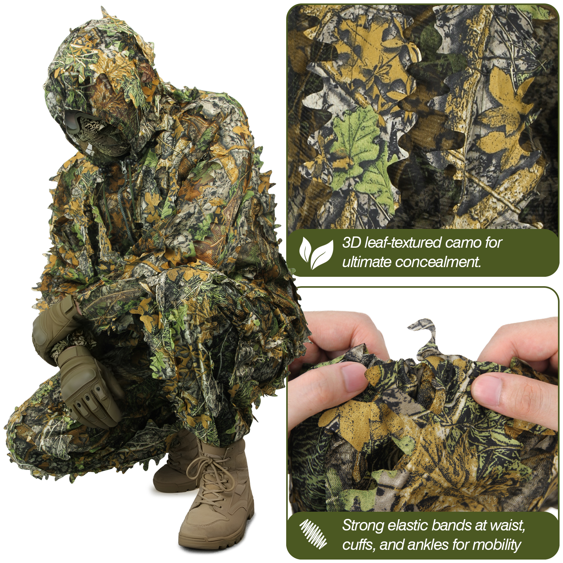 3D Camo Leaf Ghillie Suit Brea – обзор и цена Hunting Outdoor Watch